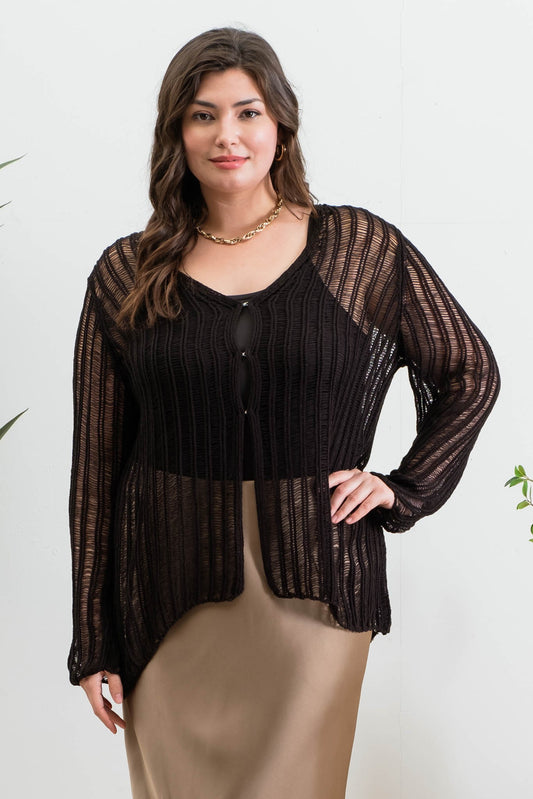 Sheer Magic Crochet Knit Cardigan 1X-3X