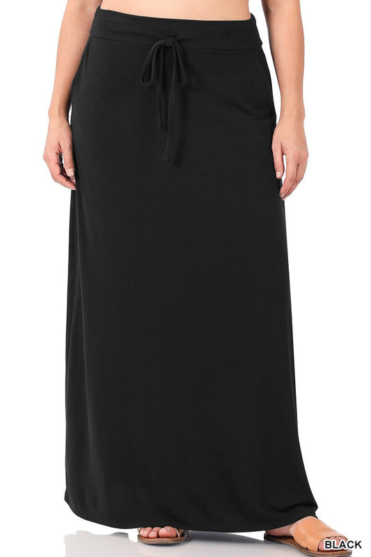 Simplicity Drawstring Maxi Skirt S-3X