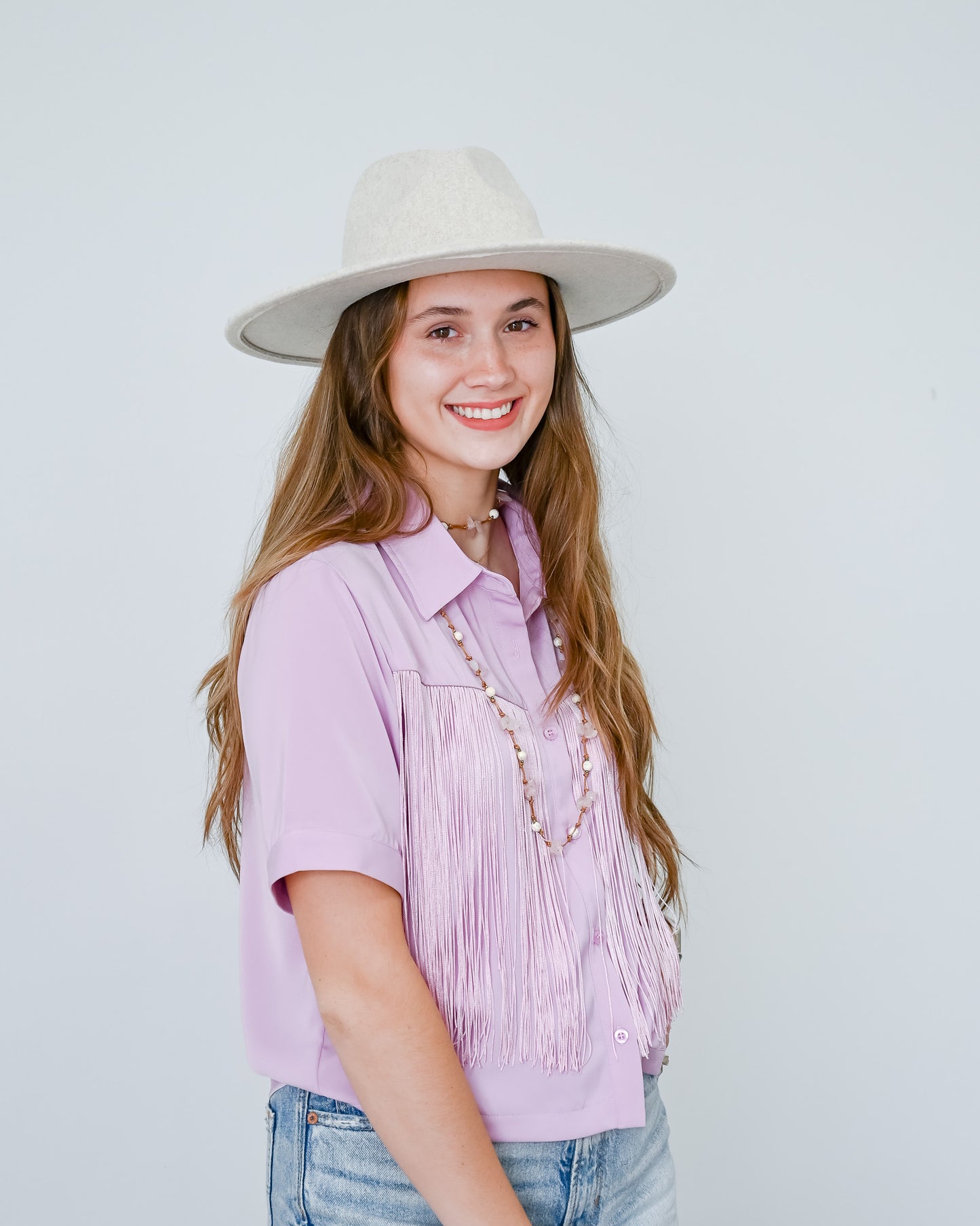 Debut Fringed Button Up Top