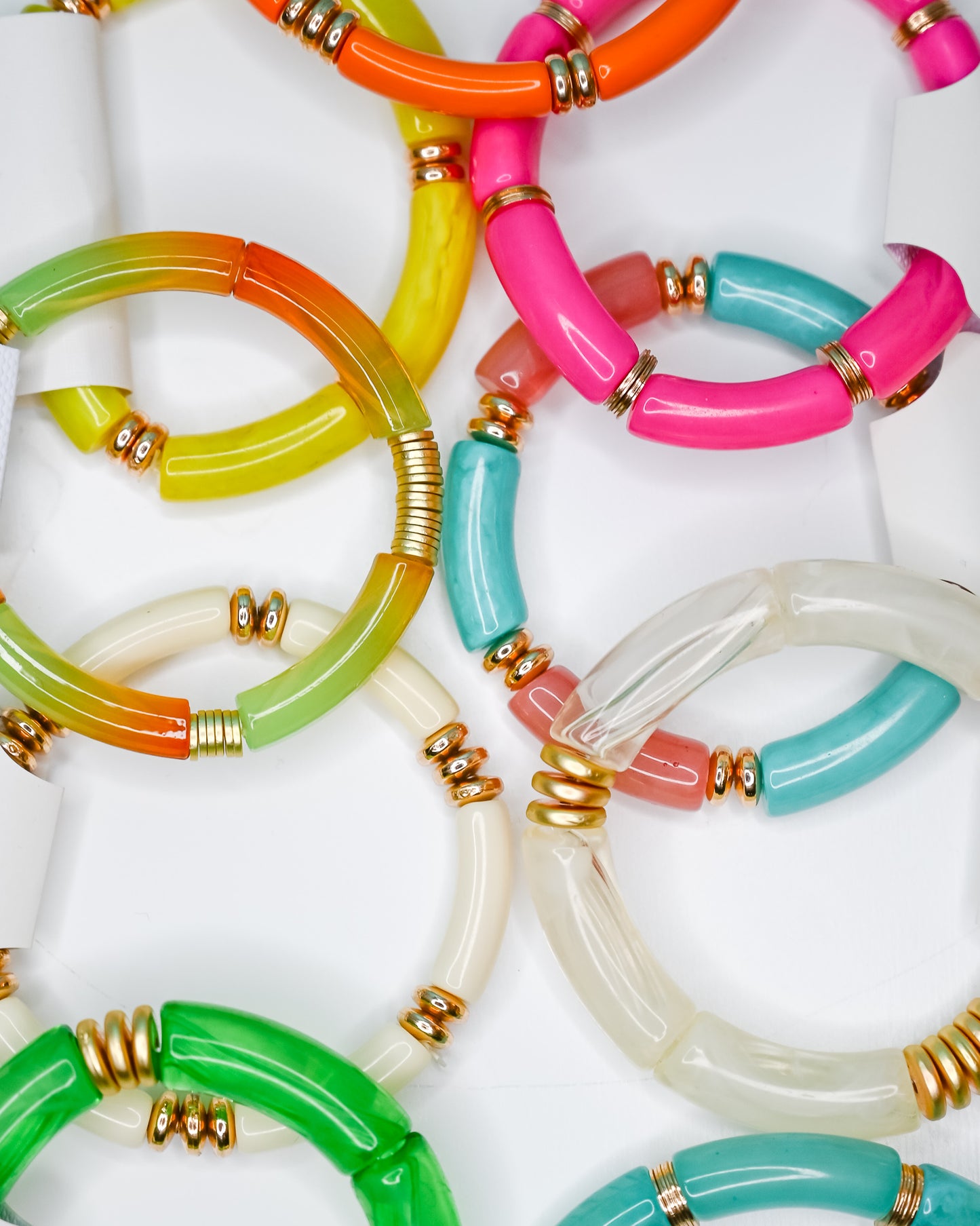 Groovy Girl Vibrant Beaded Acrylic Bracelets