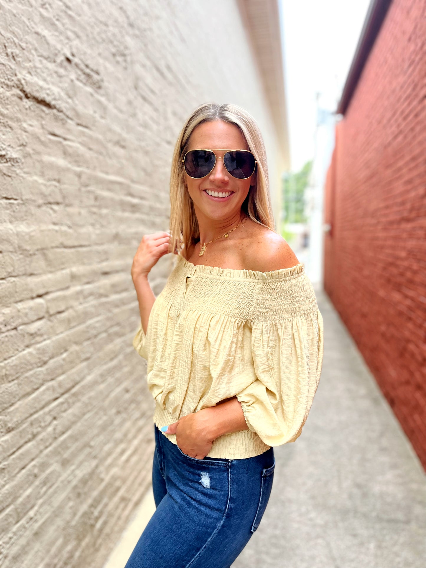 Sun Bleached Smocked Top