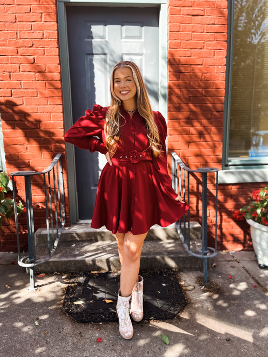 Clearly Classic Belted Mini Dress