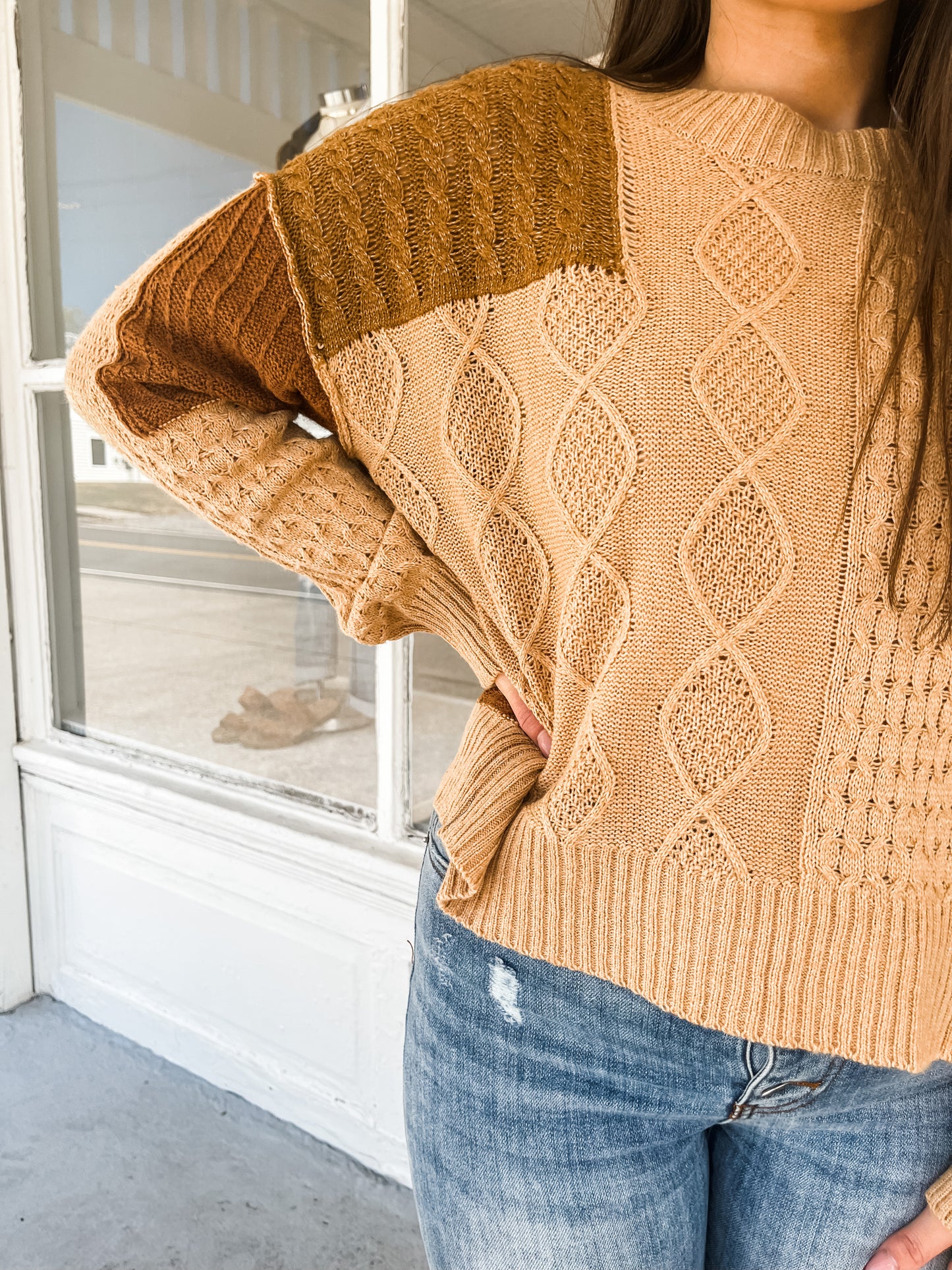 Wavy Textured Knit Sweater